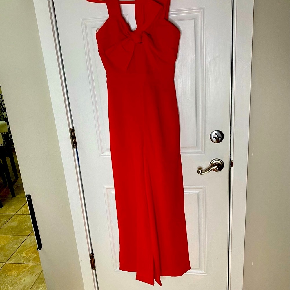 COPY ❤️ Red Bow Jumpsuit /Vici, Size Small, Holiday Cocktail 🍸 Party, NWT - Picture 11 of 16